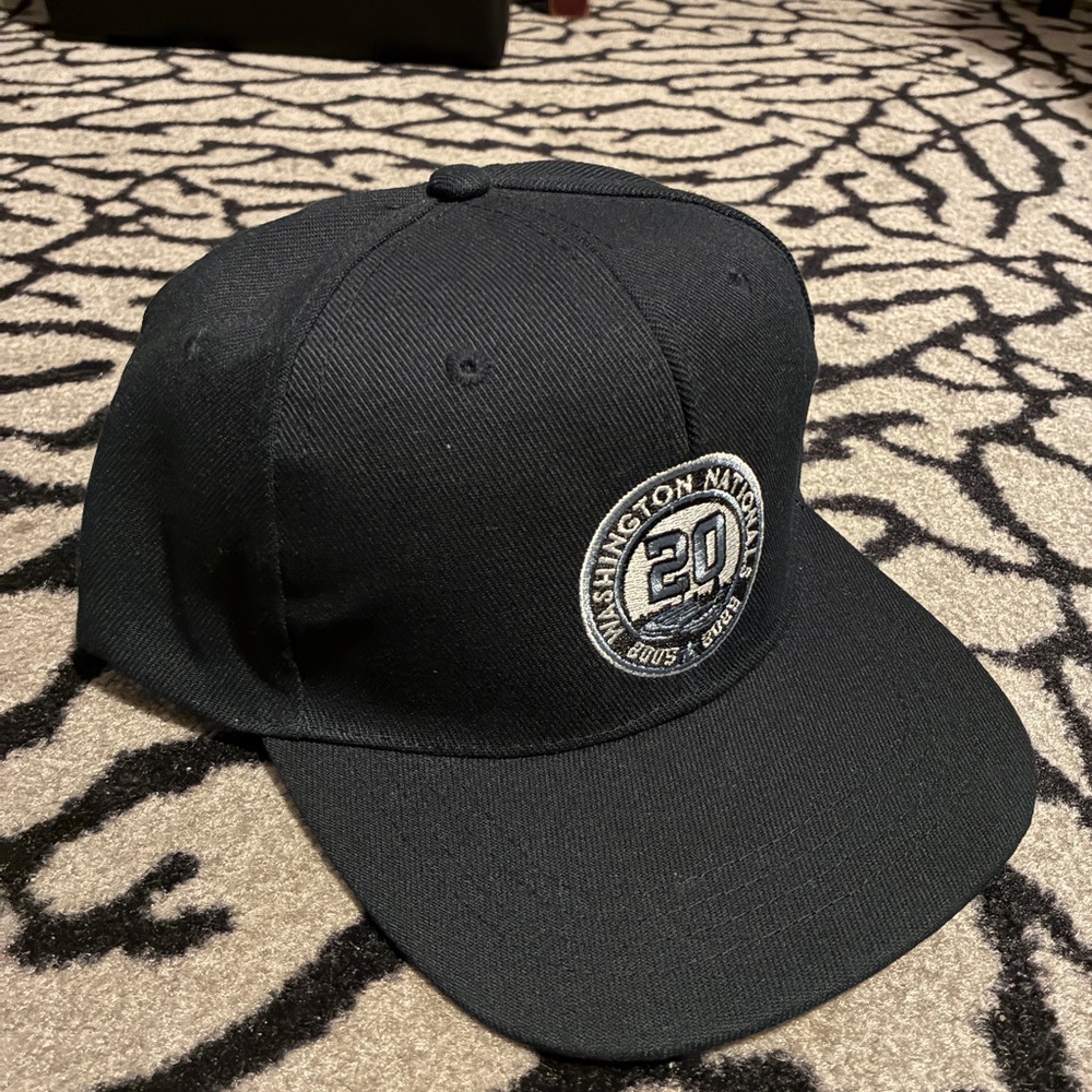 Washington Nationals 20th Anniversary Baseball Snapback with under brim pattern